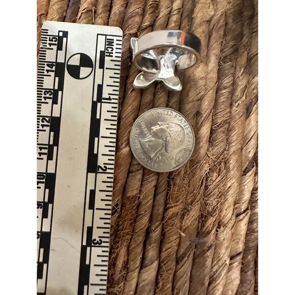 Angel Dahlia Turquoise Butterfly Sterling Ring Adjustable Ring - Picture 3 of 3